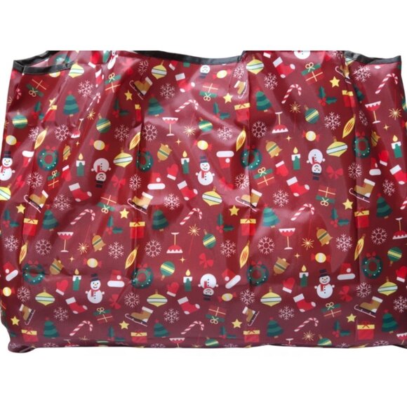 Christmas-Themed Large Foldable Lightweight Nylon Shopping Tote Shoulder Bag NEW - Picture 3 of 10